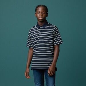Brooks Brothers Country Club Mens Navy Blue Striped Performance Cotton Polo M